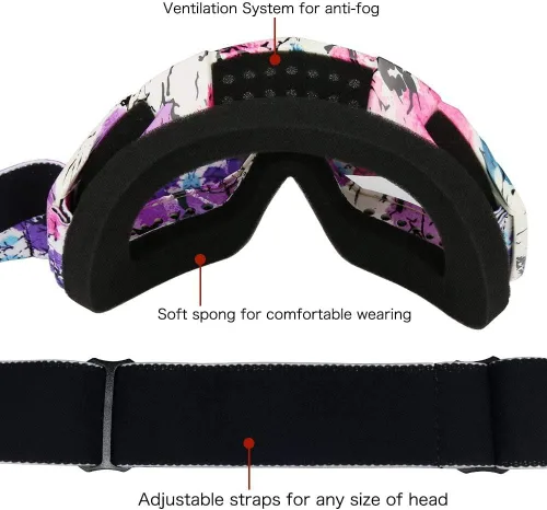 Vista 2 de Gafas de motocross para motocicleta, ATV, motocross, todoterreno, carreras, MX, antiarañazos, a prueba de polvo, flexibles, UV400, gafas acolchadas