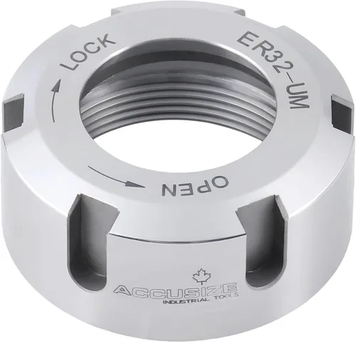 Vista 10 de Accusize Industrial Tools Tuerca hexagonal ER16-A, equilibrada a 18,000 RPM en G2.5, ER16-ANUT M22×1.5, equilibrado a 18.000 RPM, HRC 50-52, acero