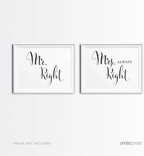 Vista 55 de Andaz Press Letreros de fiesta de boda, impresión formal en blanco y negro, 8.5 x 11 pulgadas, suite de novia, vestidor, paquete de 2