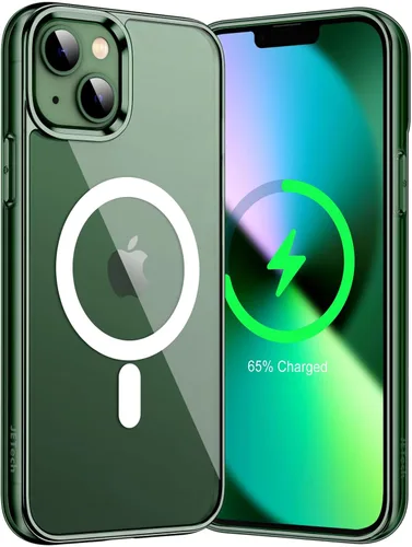 Vista 26 de JETech Funda magnética para iPhone 13 de 6.1 pulgadas, compatible con carga inalámbrica MagSafe, a prueba de golpes, parte trasera transparente