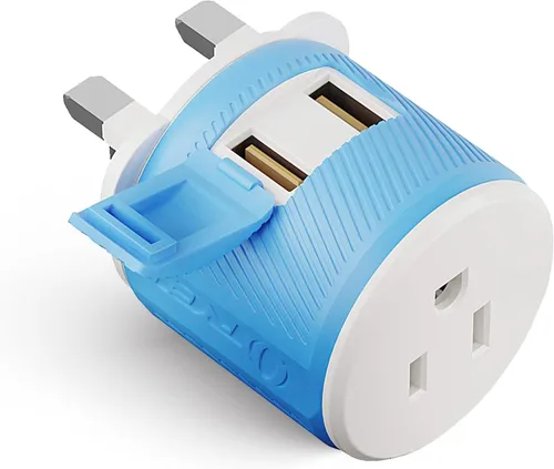 Vista 20 de OREI Adaptador de enchufe para viajes a Sudáfrica, Botsuana, Namibia con doble USB - Entrada EE. UU. - Tipo M (U2U-10L), Funcionará con teléfonos