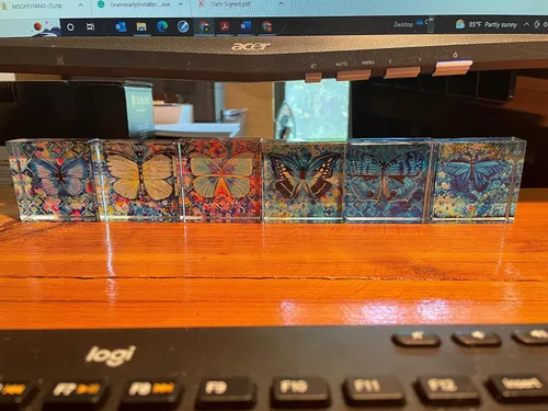 Vista 7 de Pisapapapeles de cristal mariposa regalo coleccionable Morpho azul oscuro