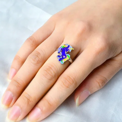 Vista 3 de Anillo ajustable de cuento de hadas con cambio de color de unicornio para niñas