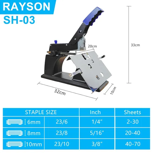 Vista 2 de Rayson SH-03 - Grapadora de silla de montaje/grapadora manual resistente de la puntada puede grapado de la silla de montar o grapado plano