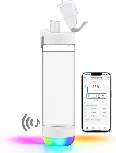 Vista 9 de Botella de agua inteligente con recordatorio para beber agua, luces y sonido, rastreador de ingesta de agua, recargable, plástico Tritan, botella