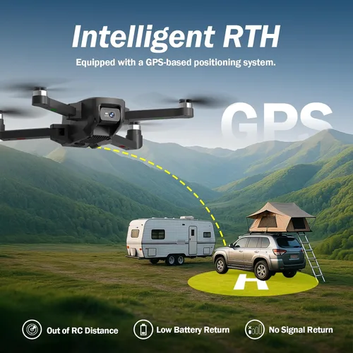 Vista 5 de Drones sin escobillas K600GPS con cámara EIS para adultos principiantes y niños, dron con pantalla de 4.5 pulgadas en el controlador, FPV Drone