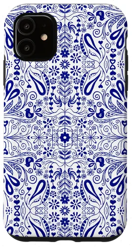 Vista 8 de Folk Art Pattern Blue Chinoiserie Birds Flowers Scandinavian Case for iPhone 17