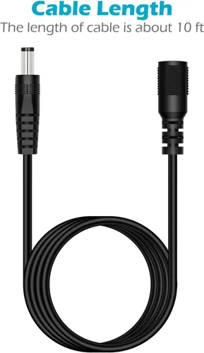 Vista 4 de Cable de extensión de alimentación CC de 0.217 in x 0.098 in, cable de extensión de 10 pies de 0.217 x 0.098 in, enchufe macho a hembra, cable