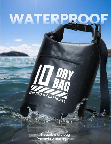 Vista 3 de Lamicall Bolso Seco Pequeño, Bolso Impermeable - [Duradero y Flotante] Bolso a Prueba de Agua de 1.32/2.64/5.28/7.92/10.56 galones con Funda