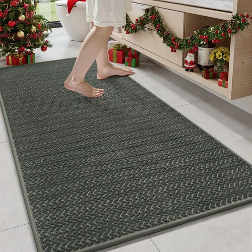 Vista 10 de AMOAMI Tapete de baño fino, súper absorbente, antideslizante, parte trasera de goma, tapetes de baño para baño, secado rápido, superficie