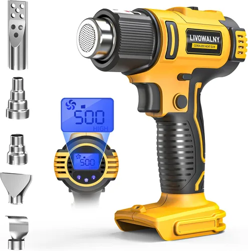 Vista 12 de LIVOWALNY Pistola de calor compatible con batería Milwaukee de 18 V (solo herramienta) Pistola de calor inalámbrica de 350 W de 122 ℉ ~ 1022 ℉