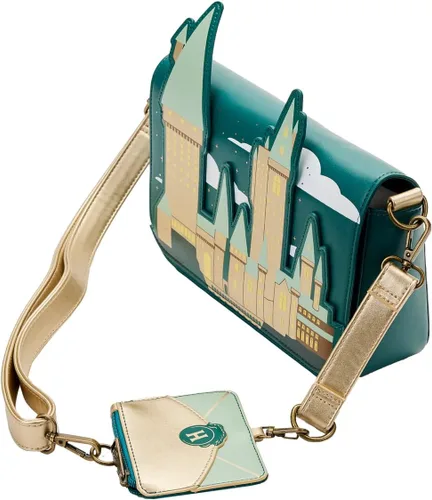 Vista 4 de Loungefly Harry Potter Golden Hogwarts - Bolso bandolera con bolsa