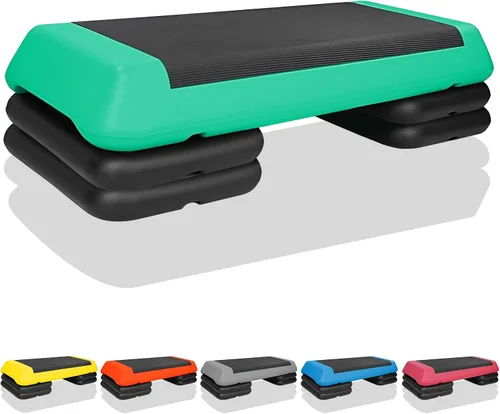 Vista 12 de Escalón de entrenamiento aeróbico ajustable con 4 elevadores para entrenamiento de plataforma de fitness y ejercicio
