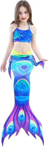 Vista 3 de Swimmable Mermaid Tail Bikini Sets Monofin Swimwear Girls Kids Cospaly