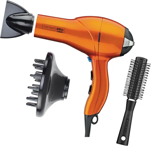 Vista 10 de Secador de pelo Infiniti PRO CONAIR con difusor, motor AC profesional, tecnología de cerámica de turmalina, incluye concentrador y cepillo