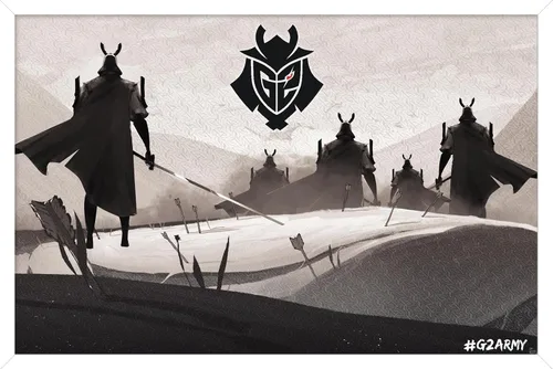 Vista 14 de Trends International G2 Esports - Póster de pared Samurai, 22.4 pulgadas de largo x 14.7 W, versión enmarcada en madera de granero Versión enmarcada