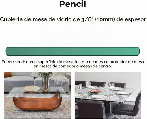 Vista 9 de Mantel rectangular transparente de vidrio templado de 16 x 24 pulgadas, borde pulido de lápiz de 3/8 pulgadas de grosor, resistente a los arañazos