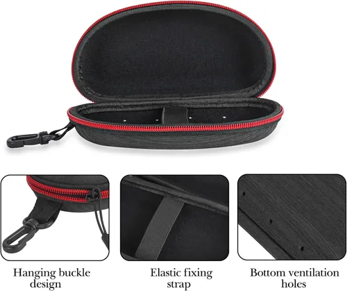 Vista 3 de Linkidea Estuche rígido extra grande para lentes de sol, bolsa de almacenamiento de gafas de sol de gran tamaño (XXL), Negro