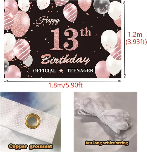 Vista 3 de Cartel de fondo oficial de 13 cumpleaños, cartel oficial de fiesta de cumpleaños de 13 años, fondo de fotografía de feliz cumpleaños de 13 años