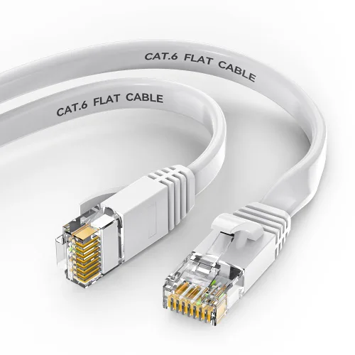 Vista 7 de Cable Ethernet Cat 6 de 25 pies, red de Internet plana blanca, cables de conexión LAN profesional, cable de computadora de alta velocidad con clips