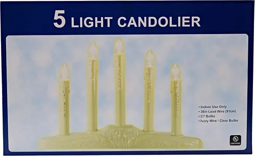 Vista 2 de Creative Hobbies - Lámpara de Navidad con forma de candelabro eléctrico de 5 luces para interiores, plástico marfil con bombillas incandescentes C7