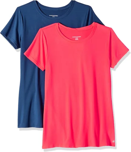 Vista 45 de Amazon Essentials Camiseta de manga corta con cuello redondo para mujer, de secado rápido, para entrenamiento, gimnasio, paquete múltiple