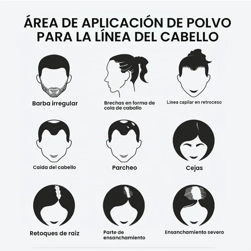 Vista 6 de Polvo de línea capilar para retoque de raíz negra, corrector de pérdida de cabello instantánea para cabello delgado, resistente al viento y al