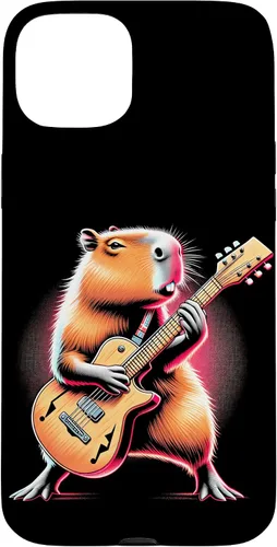 Vista 9 de iPhone 16 Capybara Playing Guitar Like A Rocker Guitarist Rock'n Roll Case