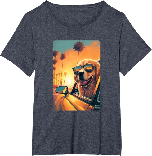 Vista 90 de Golden Retriever - Camiseta divertida de Golden Retriever con lentes, Negro