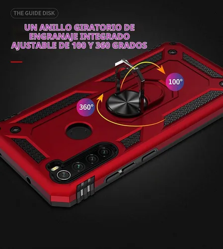 Vista 2 de YaHan Funda para Xiaomi Redmi Note 8, anillo giratorio de 360 grados, soporte híbrido, resistente, de doble capa, a prueba de golpes, con protector