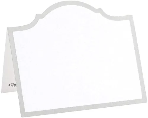 Vista 4 de Caspari Tarjetas de lugar troqueladas de arco en papel de aluminio negro, 8 por paquete