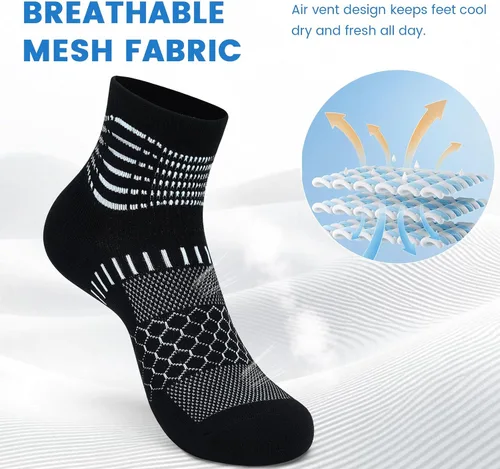 Vista 4 de IRAMY Calcetines de compresión de tobillo Coolmax para mujeres y hombres, calcetines que absorben la humedad, alivio de la fascitis plantar, 3/5