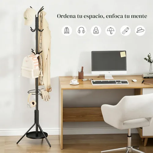 Vista 6 de Kitsanery Perchero independiente, árbol de metal con soporte para paraguas, sombrero y perchero para entrada, pasillo, sala de estar, dormitorio