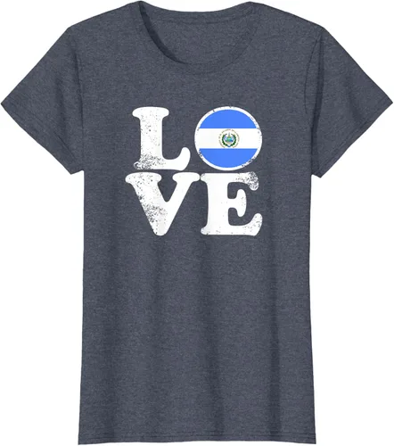 Vista 64 de Love El Salvador Flag tShirt Home Pride Distressed Tee T-Shirt