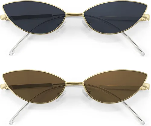 Vista 67 de FEISEDY Gafas de sol de diseñador de moda Retro pequeños pétalos forma arco templo diseño B2298