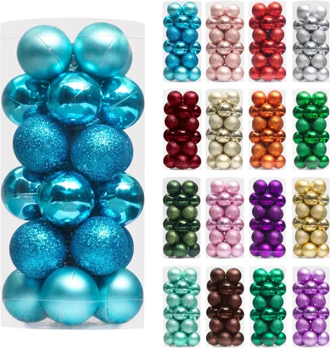 Vista 58 de XmasExp Juego de 24 mini esferas de Navidad inastillables para bolas de árbol de Navidad, 1.18 pulgadas (negro)