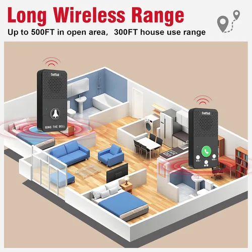 Vista 6 de CallToU Intercomunicadores dúplex completos inalámbricos para el hogar para personas mayores y cuidadores - 500 pies de largo alcance, sin tarifa