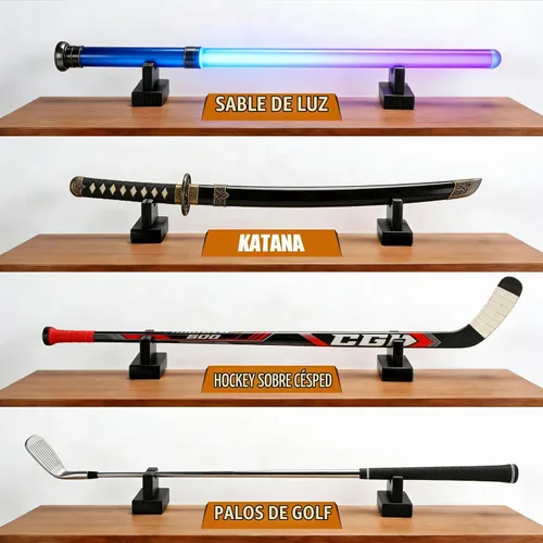 Vista 6 de TOBWOLF 2 vitrinas para bates de béisbol, soporte resistente para bates de béisbol, soporte de exhibición de bates de béisbol, estante horizontal