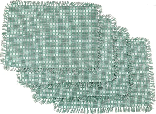 Vista 16 de Juego de 6 servilletas, verde botella tejidas con flecos, servilletas 100% algodón, tamaño 20x20 pulgadas, adecuadas para cenas formales, comidas
