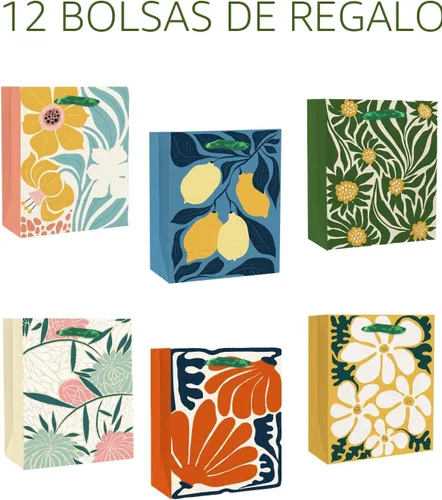 Vista 2 de qiqee Clash Flowers - Bolsas de regalo de papel con asas de papel de seda, 12 piezas de 2.4 x 4.7 x 6.3 pulgadas, tamaño pequeño