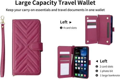 Vista 9 de Funda con tapa compatible con Blu View 1 Correa de muñeca con cordón de cuero sintético + carcasa para billetera doble [6 ranuras para tarjetas]