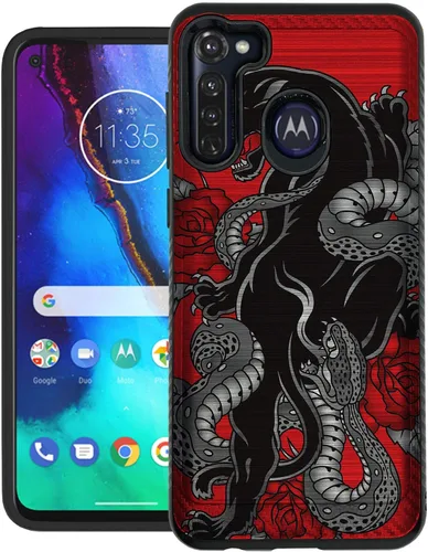 Vista 21 de CasesOnDeck Funda de agarre compatible con [Motorola Moto G Stylus (2020) [Brushed Armor] - Funda delgada y resistente, color negro mate (astronauta)