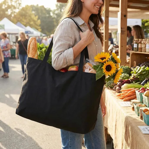 Vista 2 de Bolsa de lona extragrande - La más grande reutilizable para comestibles Premium Big Reusable Grocery Shopping Heavy Duty Sturdy Foldable Flexible