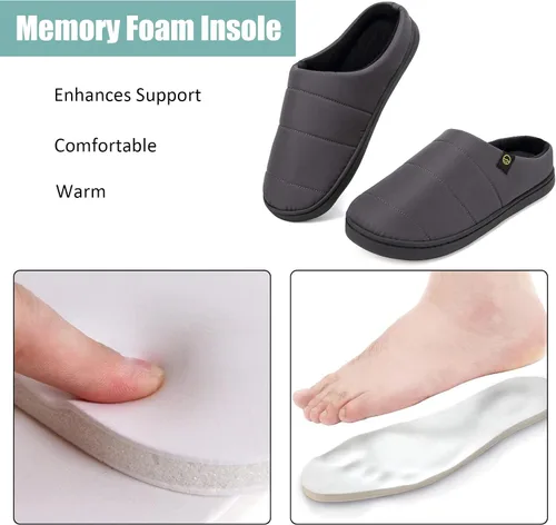 Vista 5 de Anproity Pantuflas de espuma viscoelástica para interiores para hombre, con forro polar, cómodas y con puntera cerrada, impermeables