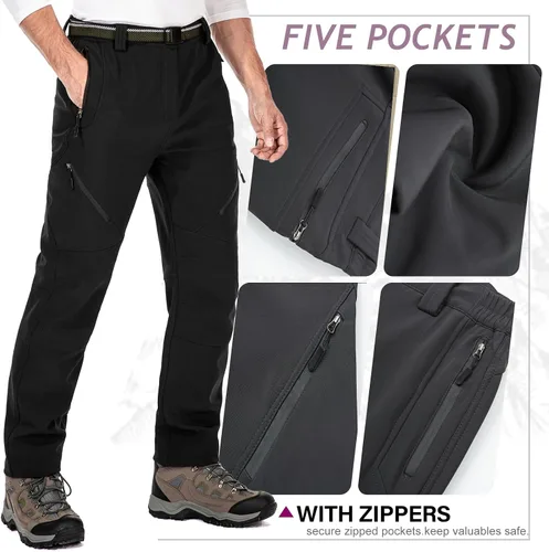 Vista 2 de Toomett Snow Pants Men ski Waterproof Hiking Insulated Fleece Lined Winter Outdoor Softshell Cargo Pants
