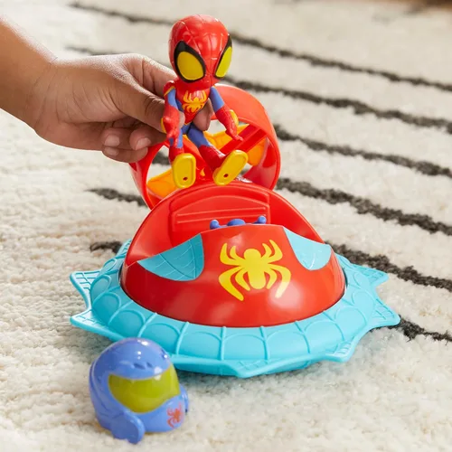 Vista 6 de Spidey and his Amazing Friends Marvel Web-Spinners Spidey con hover Spinner, juego de coche con vehículo, figura de acción a escala de 4 pulgadas