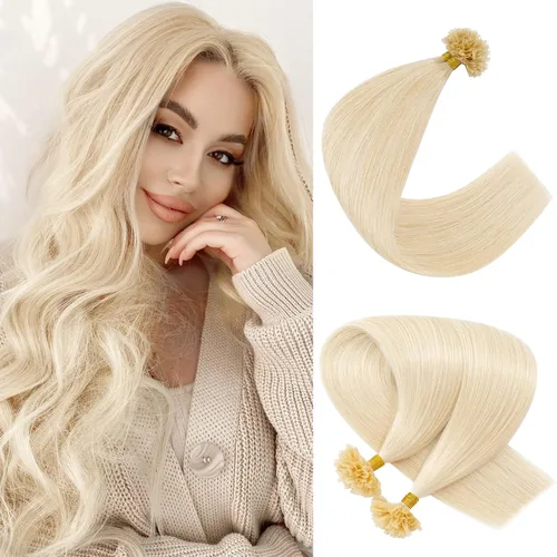 Vista 18 de Extensiones de cabello humano con punta en U, con queratina de fusión caliente, extensiones de cabello humano real, extensiones de cabello Remy