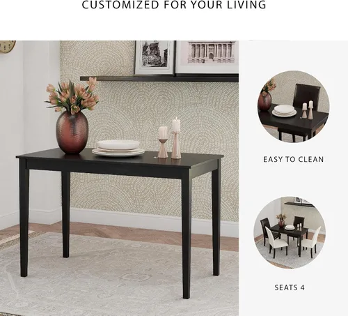 Vista 5 de Signature Design by Ashley Kimonte - Mesa rectangular de comedor, color negro