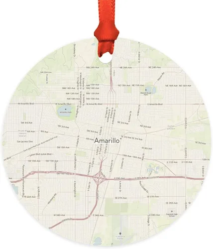 Vista 42 de Andaz Press Mapa de la ciudad de Estados Unidos redondo de madera natural MDF ornamento de Navidad, Akron, Ohio Vintage Mapa, 1 paquete, larga