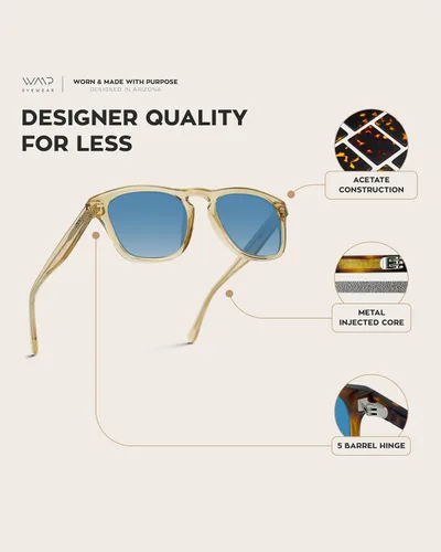 Vista 5 de WearMe Pro Gafas de sol rectangulares retro polarizadas para hombre